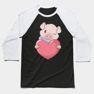 Cute Valentine Pig Baseball T-Shirt